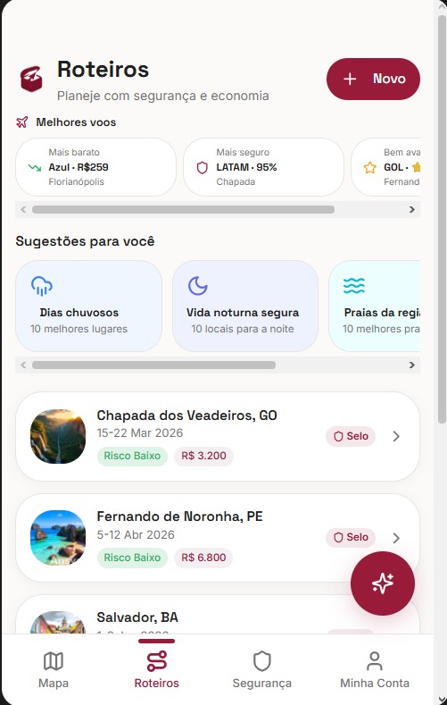 Roteiro organizado no aplicativo Plandora